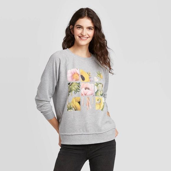 DOE flower gray sweatshirt women’s size xs - Picture 1 of 6